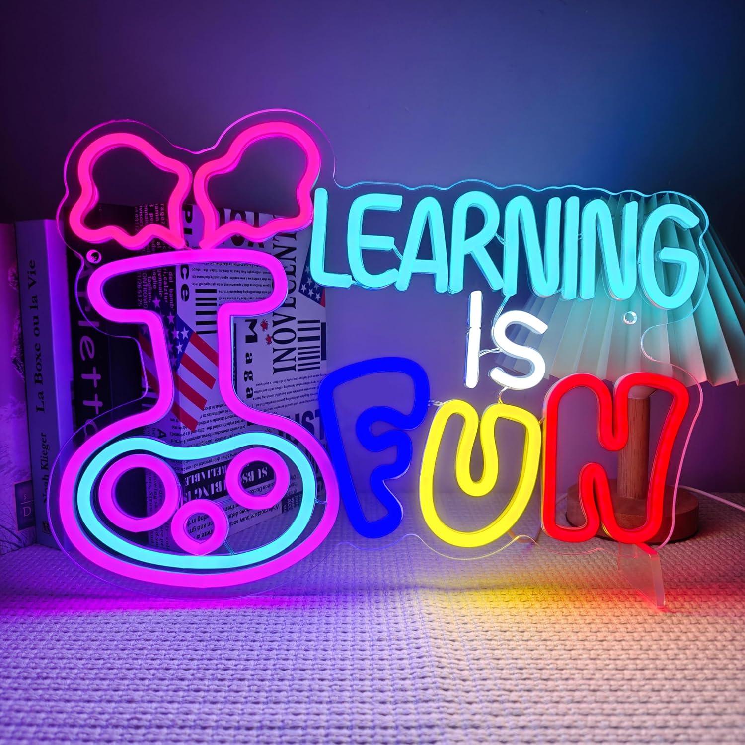 التعلم ممتع - لافتة نيون بإضاء - مراجعة Kids Education Motivation وسعره